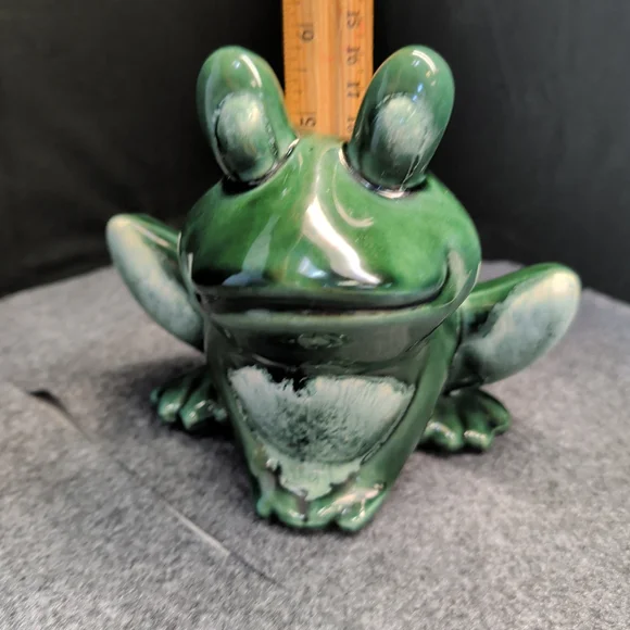 Vntg Hull Pottery Green Big Eye Frog Drip Glaze Ceramic Planter USA 6.25" - Picture 7 of 7